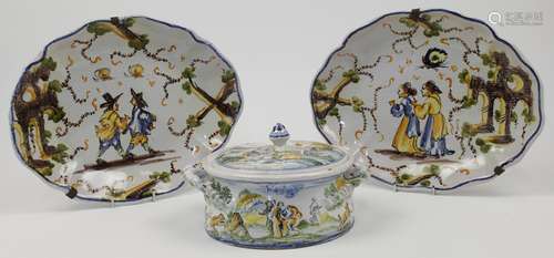 A group of three Italian maiolica wares, 19th / 20th century...