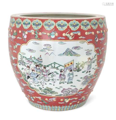 A large Chinese famille rose fish bowl, early 20th century, ...