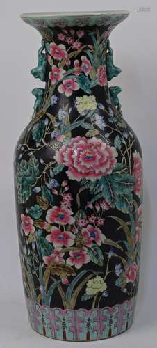 A large Chinese famille noir vase, late 19th / early 20th ce...