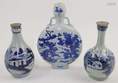 Three Chinese blue and white vases,19th / 20th centuries, co...