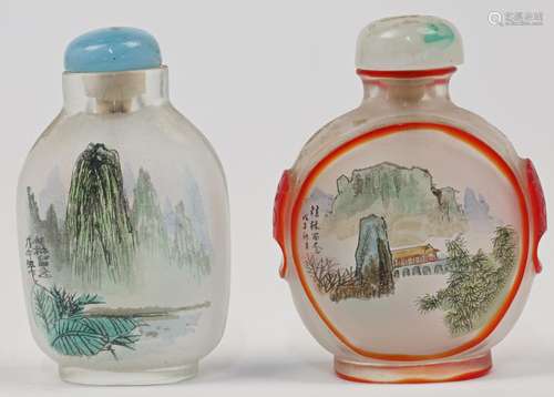 Two Chinese inside painted glass snuff bottles, late 19th ce...