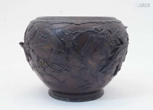 A Japanese bronze bowl, Meiji period, late 19th / 20th centu...