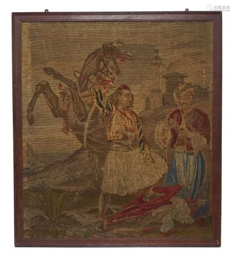 A French tapestry panel, 19th century, depicting Le Giaour, ...