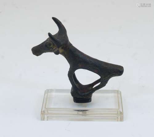 A bronze Etruscan style bull, after the Antique, standing fo...