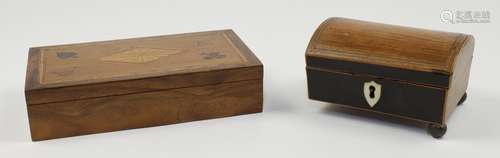 A George III inlaid mahogany domed rectangular box, of typic...