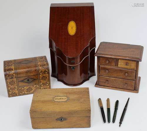 A group of objects of vertu, to include a Victorian walnut a...