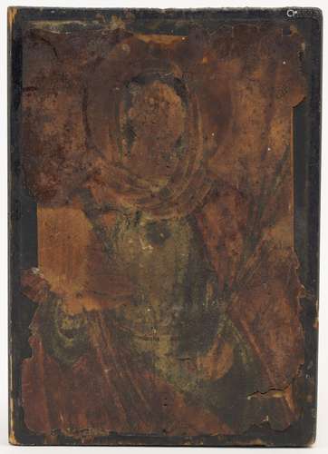 A small Greek icon of a saint, late 19th century, 16.5 x 11....