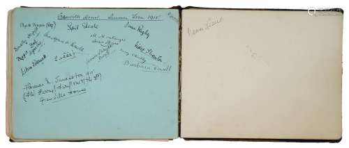 A blue suede album of amateur original drawings and watercol...