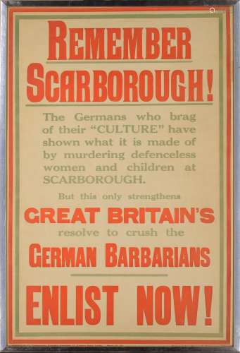 A WWI recruiting poster, Remember Scarborough!, published by...