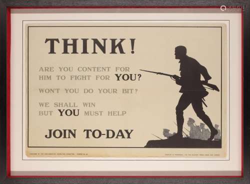 Three wartime posters, 20th century, to include: a First Wor...
