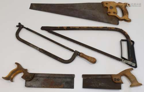 A collection of modern wood-working tools, to include saws, ...