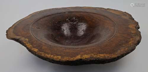 A large Australian jarrah burl wood bowl, dated 2000, with r...