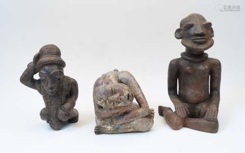 Three pottery figures, Nigeria, 20th century, to include: a ...