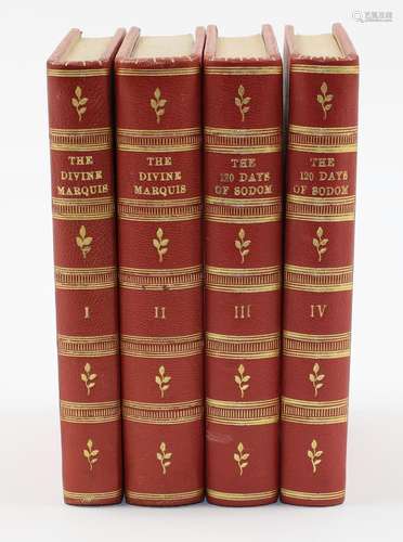 De Sade, D. A. F., Works; four red leather bound English edi...