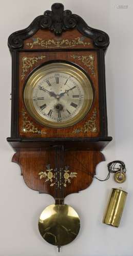 A rosewood wall clock, German or Austrian, late 19th century...