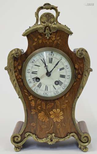 A French kingwood and gilt-metal mounted mantel clock, 20th ...
