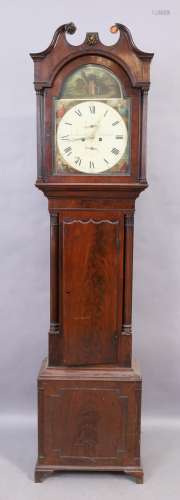 A George III mahogany longcase clock, with broken swan neck ...