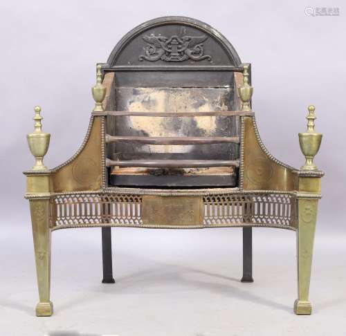 A George III style brass and steel fire grate, last quarter ...