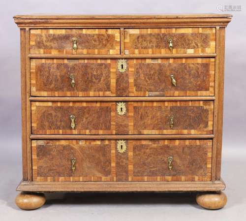 An English oak chest, 18th century and later, the original o...