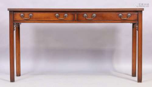 A George III style mahogany side table, 20th century, the sa...