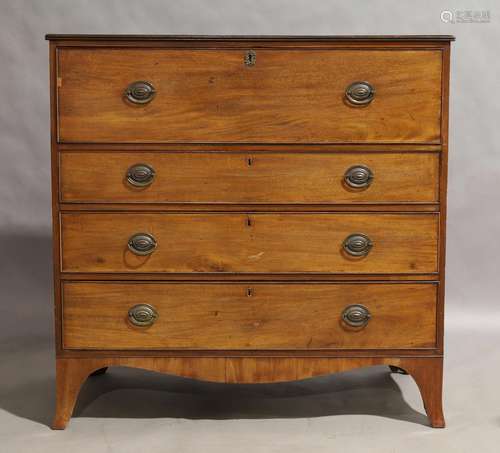 A Regency mahogany secretaire chest, circa 1820, the top dra...