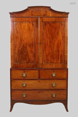 A Regency mahogany wardrobe, first quarter 19th century, ebo...