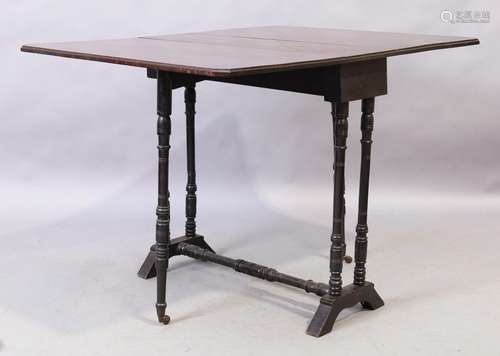 A Victorian mahogany and ebonised Sutherland table, last qua...