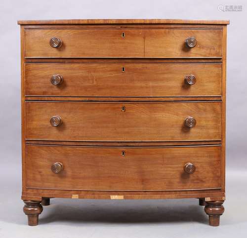 A Victorian mahogany bow front chest, last quarter 19th cent...