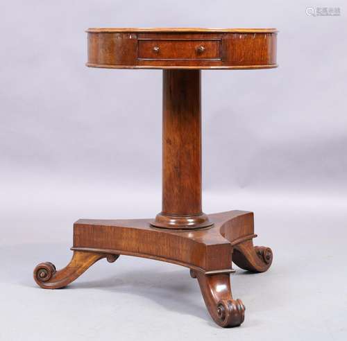 A Victorian mahogany drum table, second quarter 19th century...