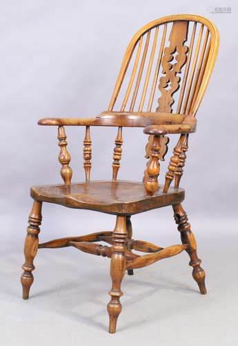 An English elm and yew wood Windsor chair, 19th century, wit...