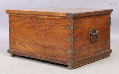 A brass bound teak and camphor wood trunk, last quarter 19th...