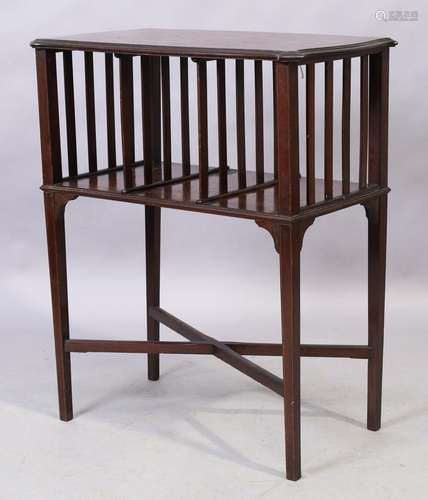 An Edwardian inlaid mahogany side table, with slatted side a...