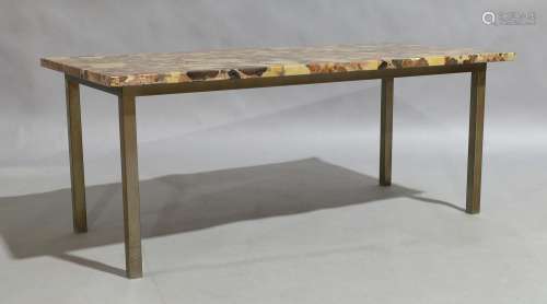 A rectangular marble top coffee table, 20th century, raised ...
