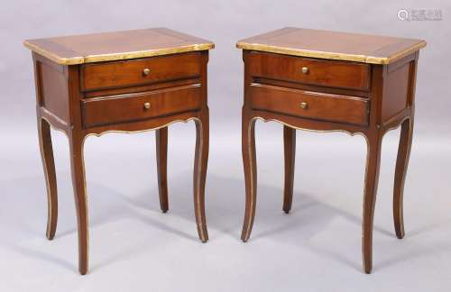 A pair of modern French style bedside tables, with two drawe...
