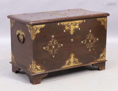 A continental mahogany chest, early 20th century, brass boun...