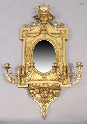 A gilt wood four branch girandole mirror, early 20th century...