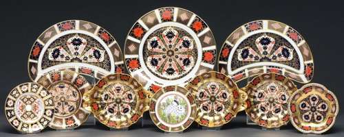 Miscellaneous Royal Crown Derby Imari pattern plates and tri...