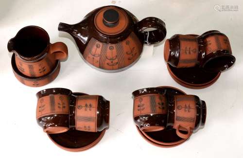 Studio pottery. Gordon Fox (1955 - ) tea service, terracotta...