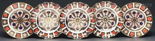 Five Royal Crown Derby Imari pattern plates, mid and late 20...