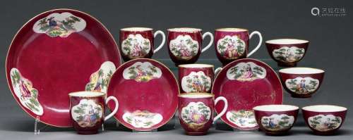 A Worcester tea and coffee service, the porcelain c1780, the...