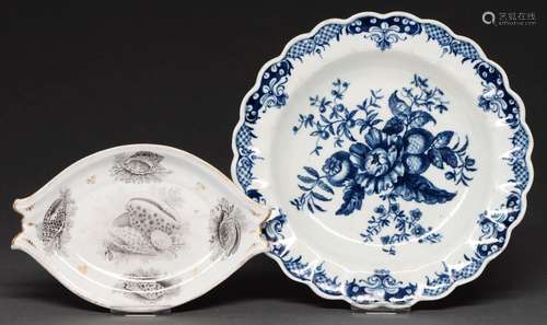 A Worcester blue and white plate, c1785, transfer printed in...