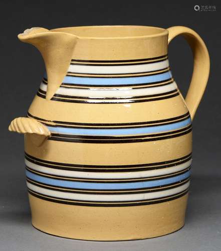 A Victorian Mocha ware banded jug, 24cm h