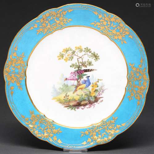 A Sevres plate, the porcelain c1770, the decoration late 19t...