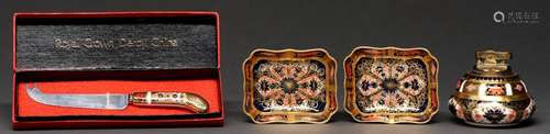 A pair of Royal Crown Derby Imari pattern pin trays, mid 20t...