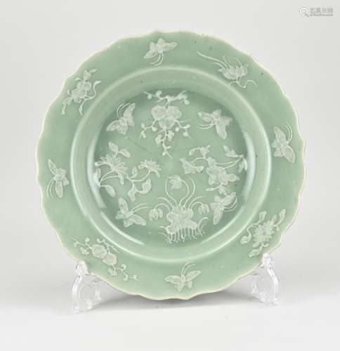 Chinese celadon dish Ø 28.5 cm.