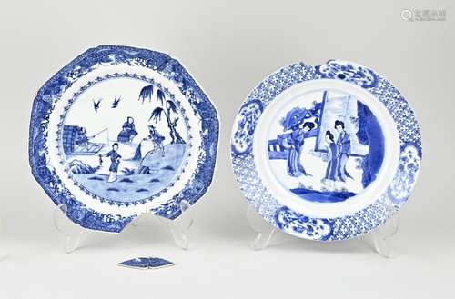 Two 18th century Chinese plates Ø 21 cm.