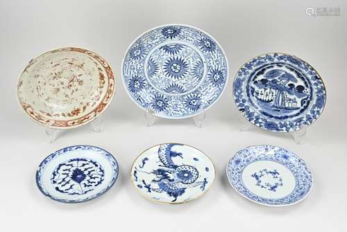 Six Chinese plates Ø 18 - 25 cm.