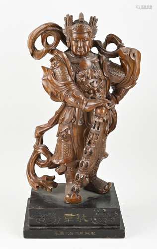 Chinese wooden statue, H 64 cm.