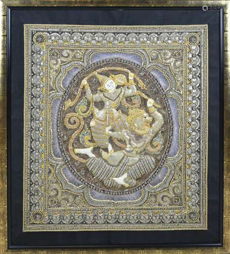 Oriental handicraft in frame