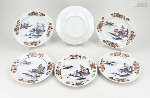 Six Chinese Imari plates Ø 23 cm.